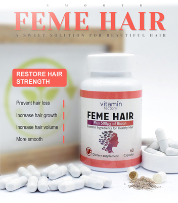 Feme Hair Biotin Capsule Vitamin Premium Grade dla zdrowia skóry paznokci