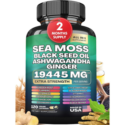 Private Label Sea Moss Black Seed Oil Ashwagandha Kapsułki dla kobiet i mężczyzn
