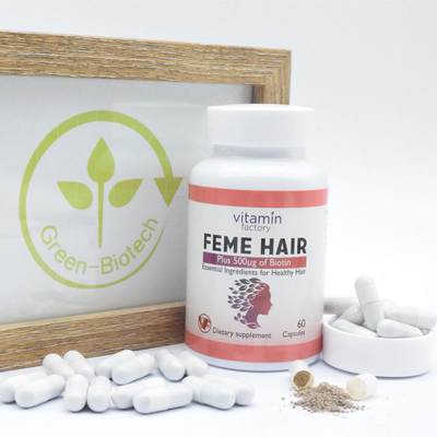 Feme Hair Capsule Plus Biotyna Witaminy Formuła wzrostu włosów Suplement diety